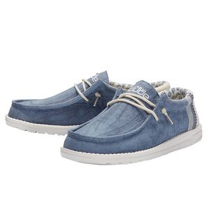 Hey Dude Men's Wally Linen Shoe in Natural Blue Size 11